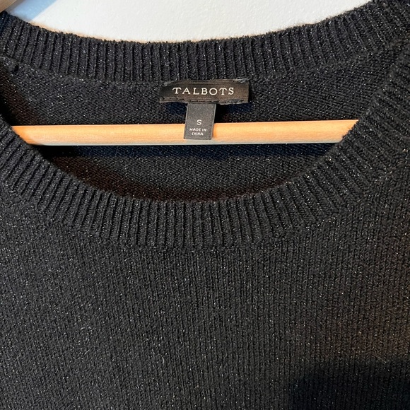 Talbots black side tie detail metallic shimmer sweater dress size Small - Picture 4 of 4